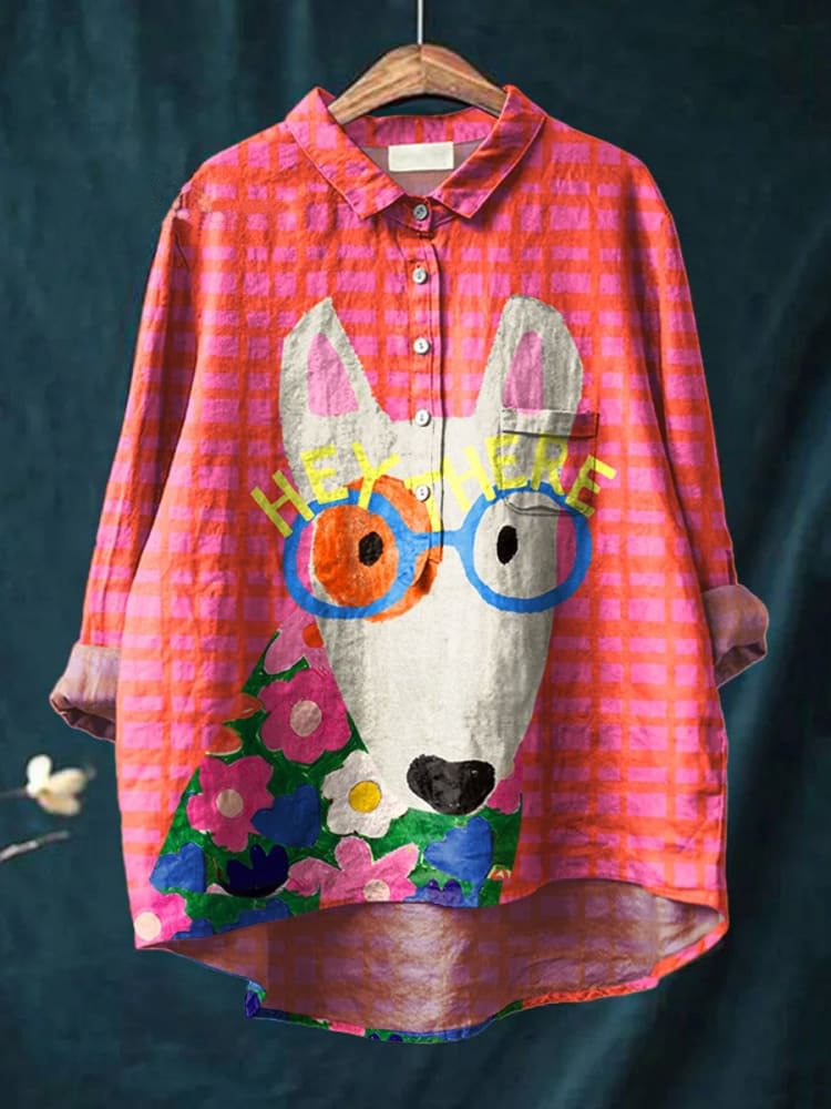 Manon | Women’s Artistic Dog Print Casual Shirt