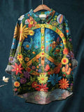 Sylvie | Women’s Artistic Flower Meadow Print Casual Shirt