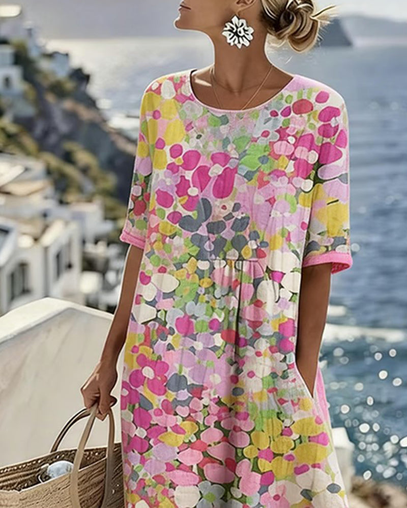 Elena – Floral Abstract Midi Dress