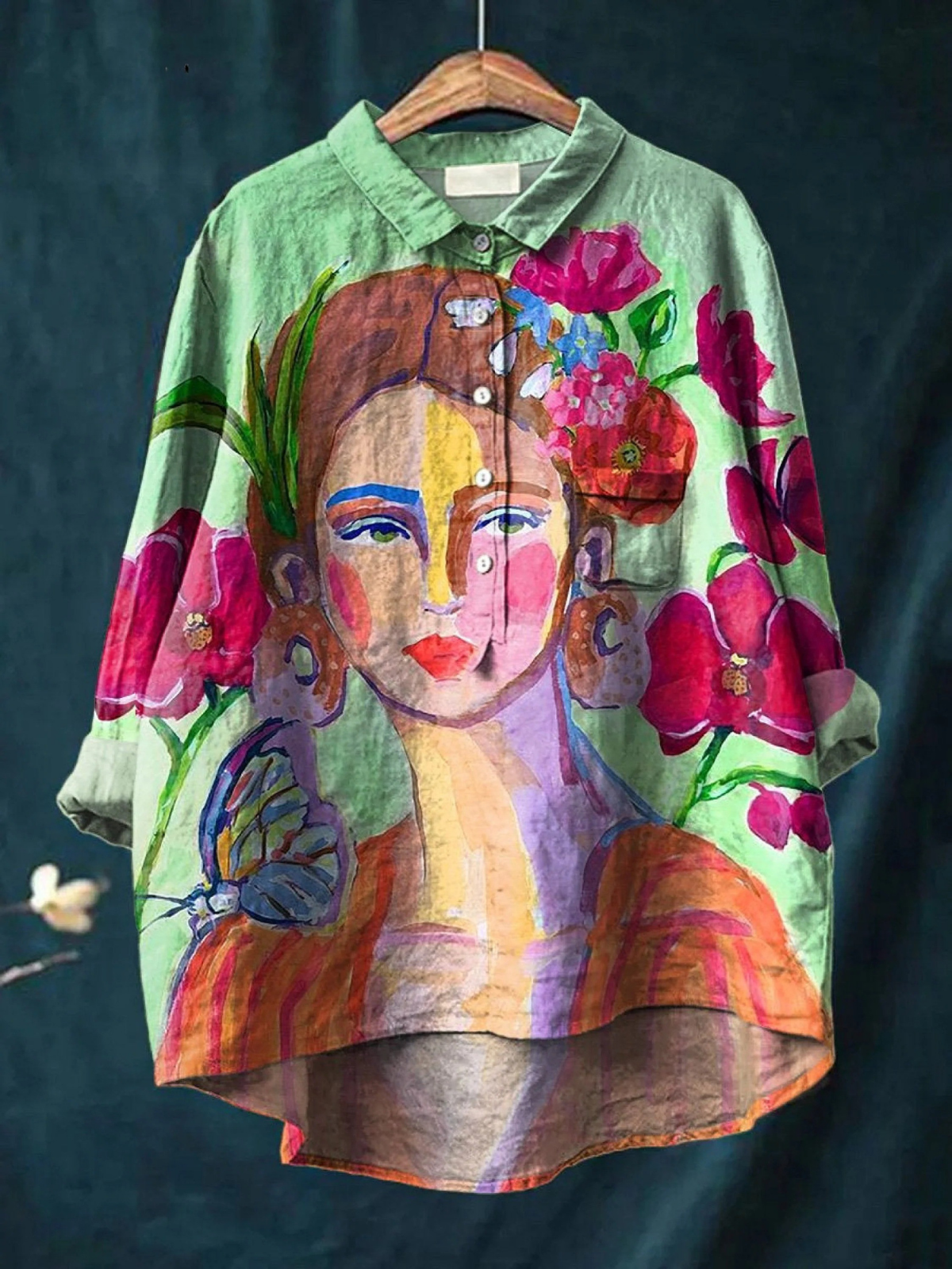 Amaris | Oil Painting Women's Portrait Art Printed Women's Casual  Shirt