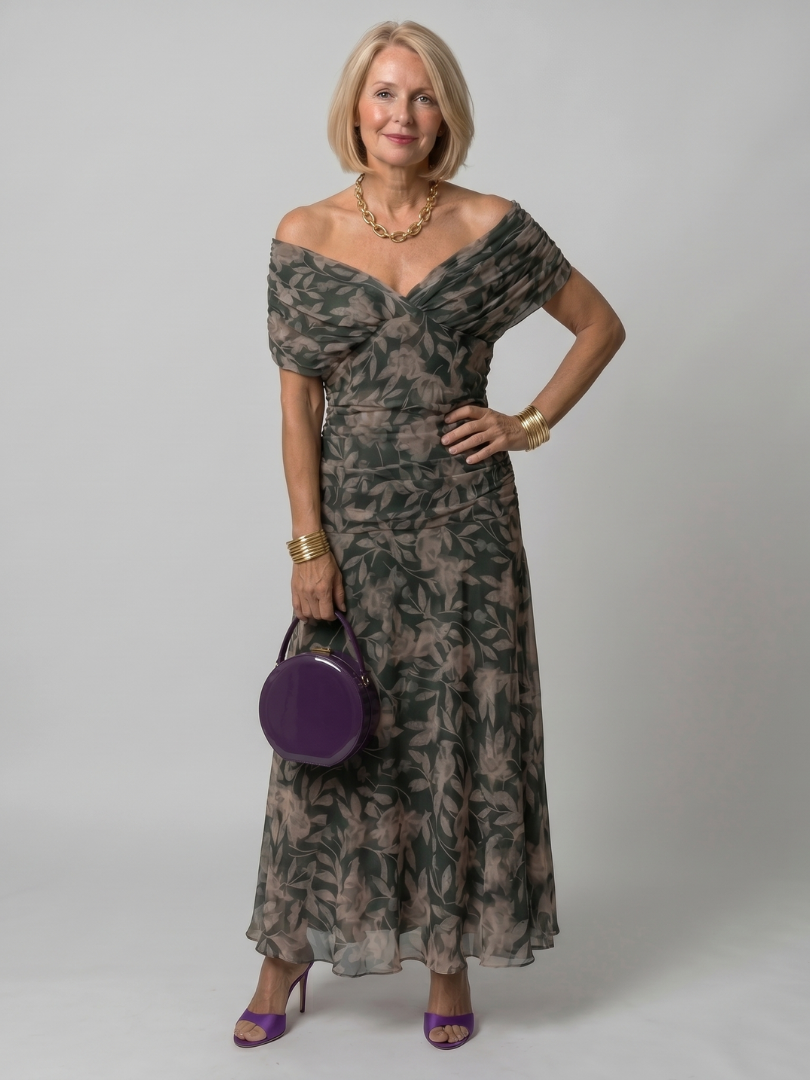 Vivienne – Draped Floral Midi Dress