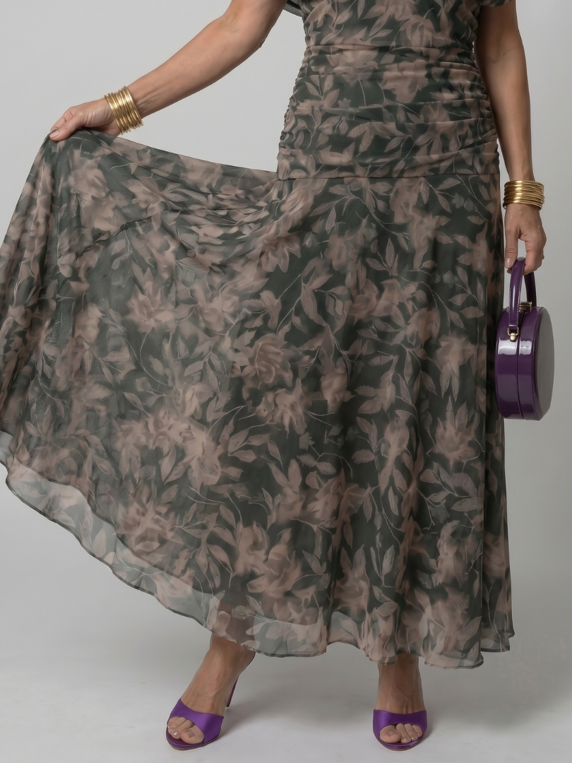 Vivienne – Draped Floral Midi Dress
