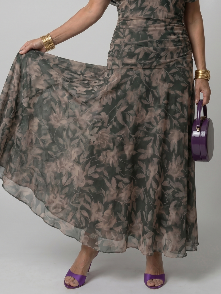 Vivienne – Draped Floral Midi Dress