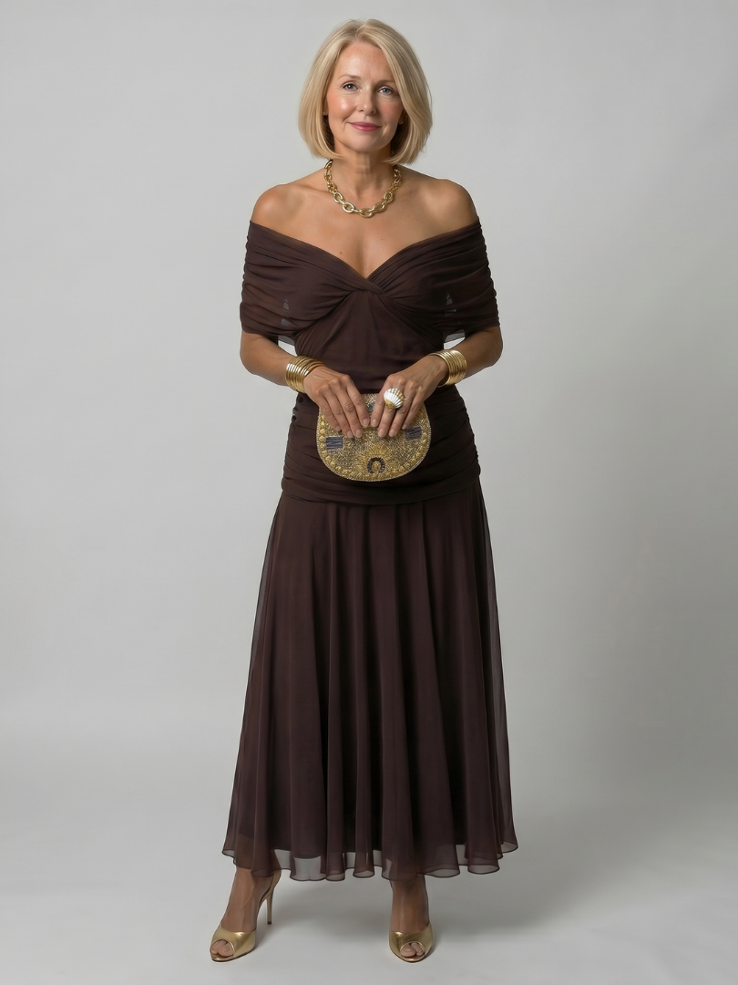 Vivienne – Draped Floral Midi Dress