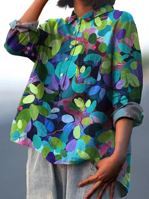 Adriana | Summer Forest Art Printed Women's Casual  Shirt
