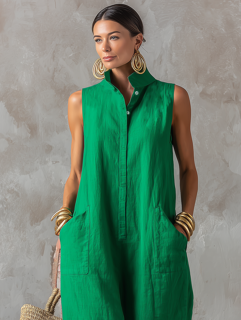 Serena – Sleeveless Wide Leg Linen Jumpsuit