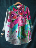 Skylar | Vintage Lovely Floral Art Print Casual  Shirt