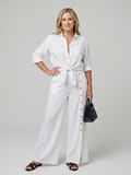 Maddelina | Long Sleeve Tie Front Top And Wide Leg Pants Set
