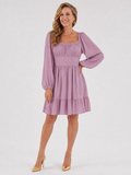 Evalene | Long Sleeve Ruffle Hem Knee Length Dress