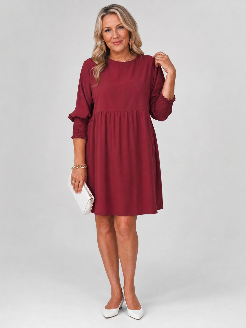 Corinne | Long Sleeve Smocked Cuffs Mini Dress
