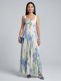 Ophelia | Sleeveless Square Neck Floral Print Midi Dress