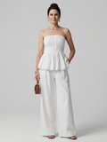 Rila | Strapless Smocked Top And Wide Leg Pants Set