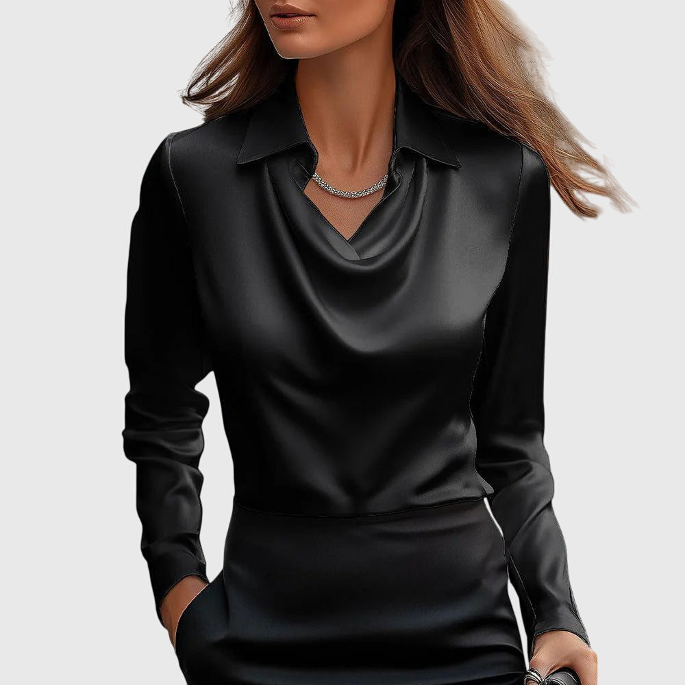 Sophia – Satin Cowl Neck Long Sleeve Blouse