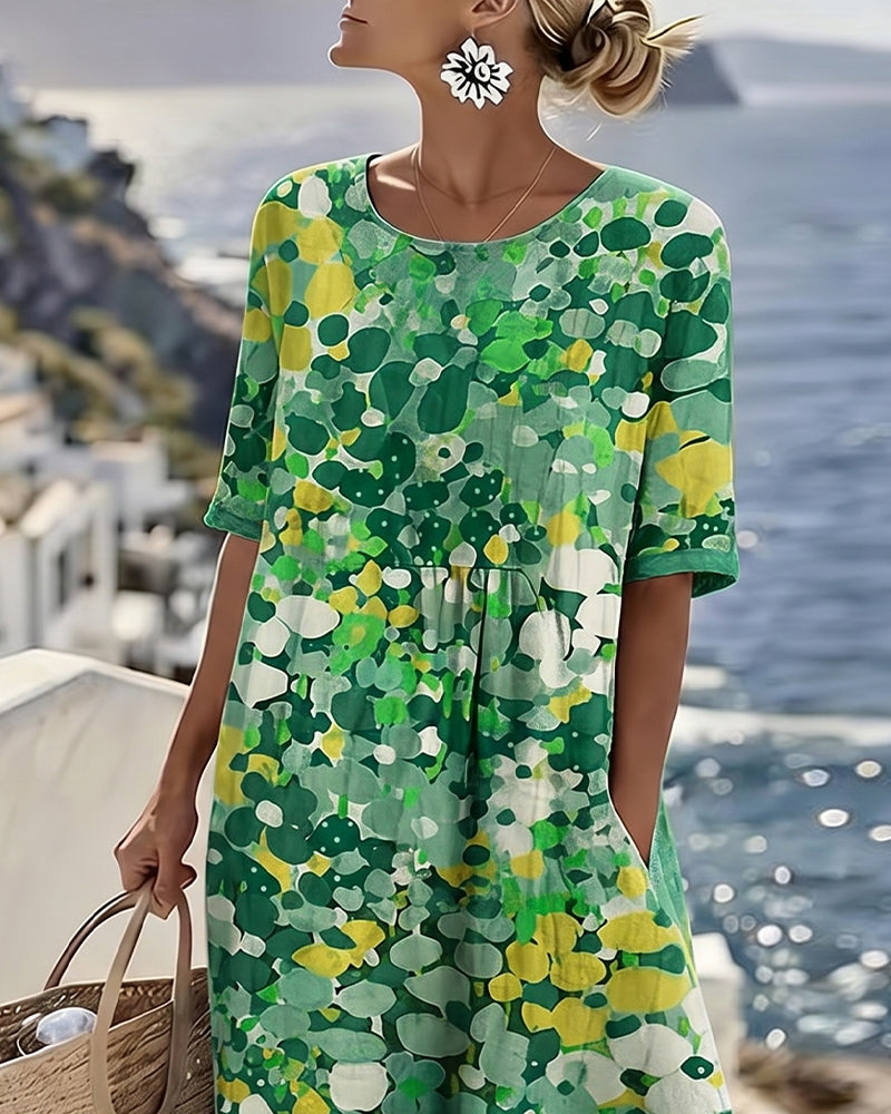 Elena – Floral Abstract Midi Dress