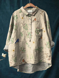 Lorelai | Boughs And Robin Birds Pattern Printed Women's Casual  Shirt