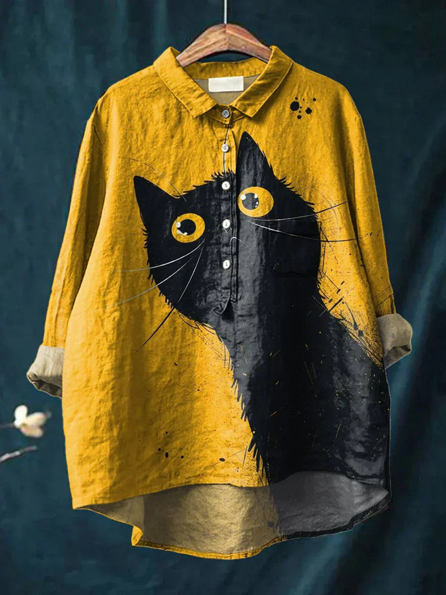 Elin | Women’s Unique Cat Art Casual Shirt