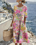 Elena – Floral Abstract Midi Dress