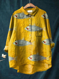 Felicity | Women's Vintage Fish Art Print Casual  Shirt