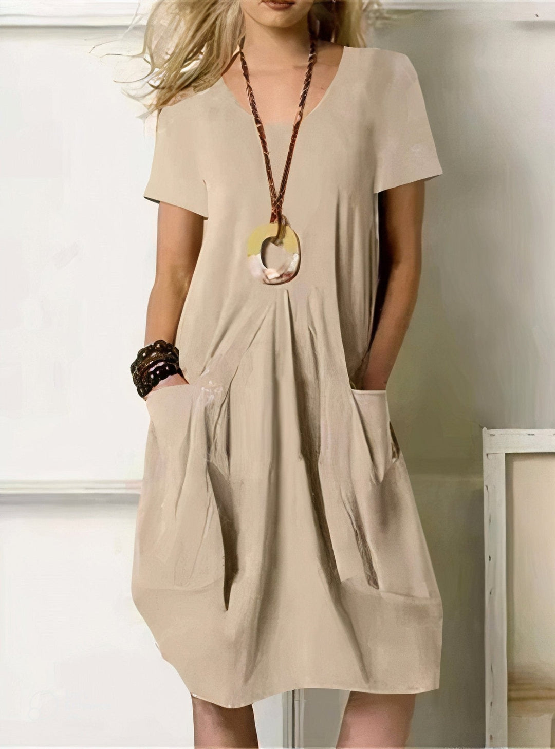 Naomi – Relaxed Casual Midi Dress with Pockets