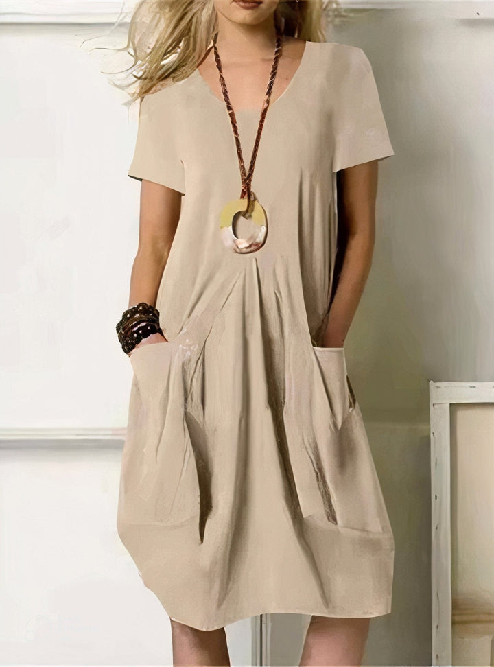 Naomi – Relaxed Casual Midi Dress with Pockets