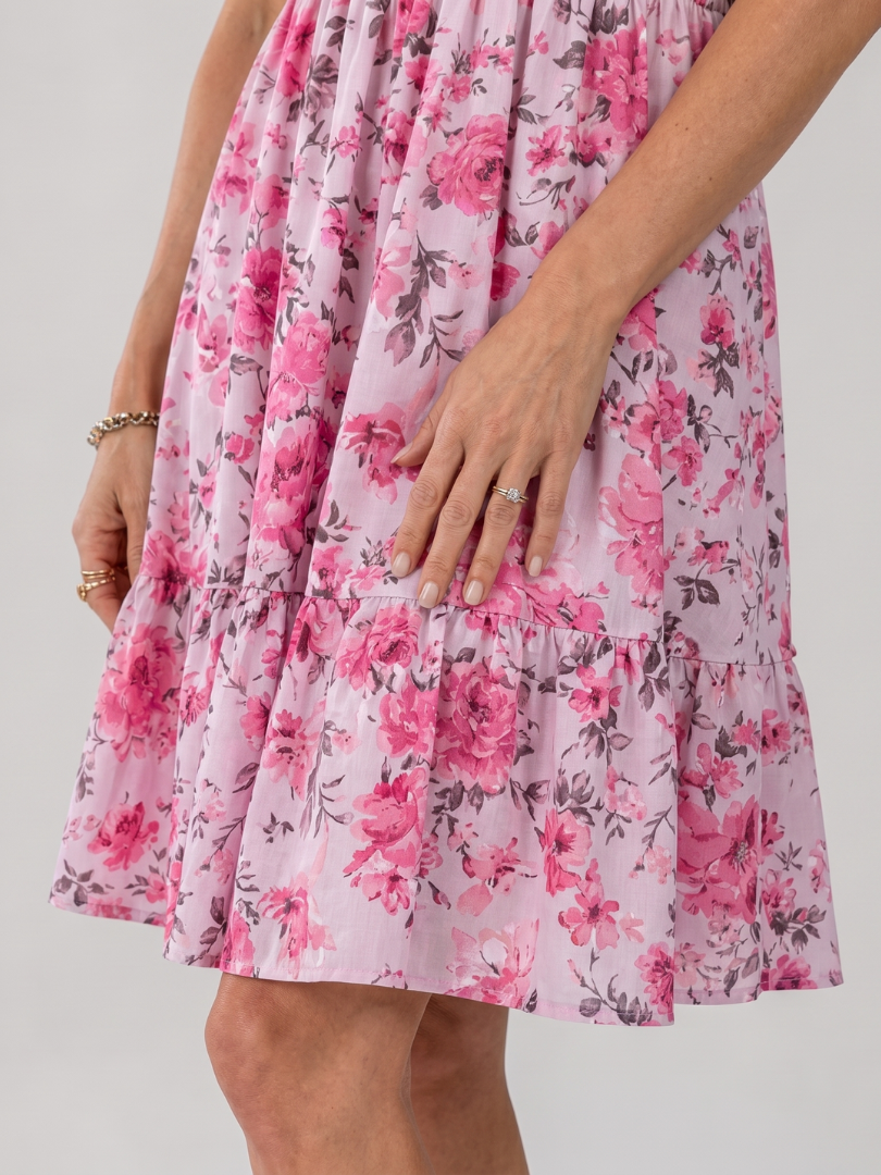 Rosabelle | Spaghetti Strap Floral Print Knee Length Dress