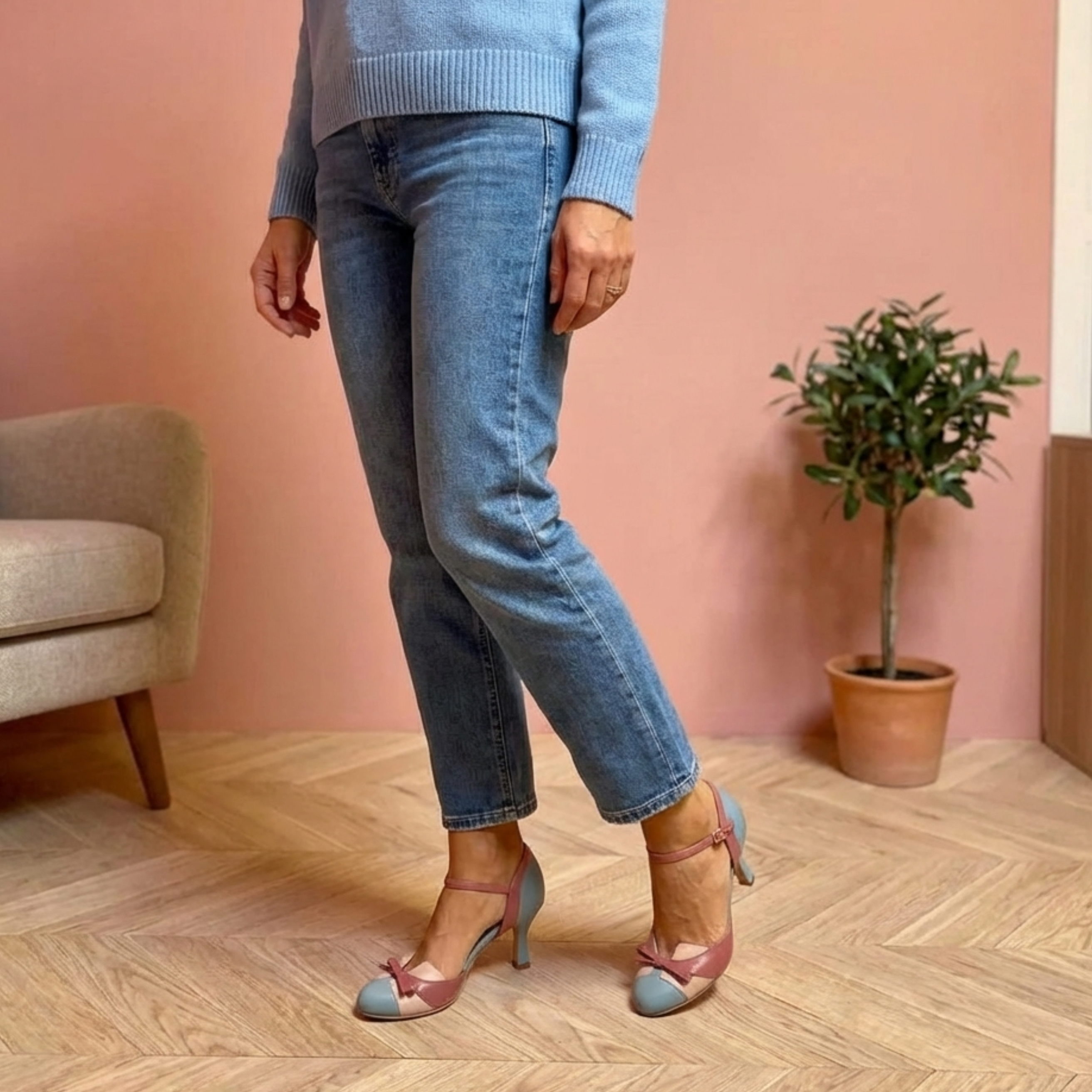 Vivienne – Retro Bow Ankle Strap Heels