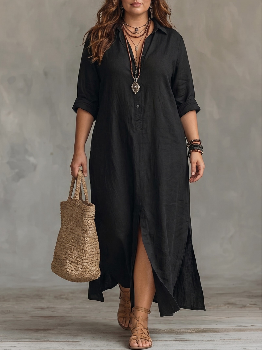 Willow – Relaxed Button-Down Maxi Shirt Dress
