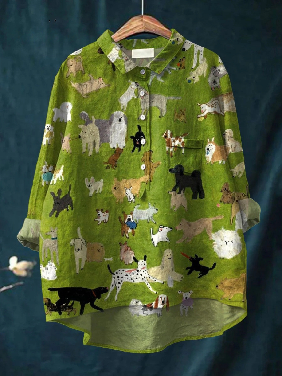 Althea | Women's Cute Dog Art Print Casual Shirt