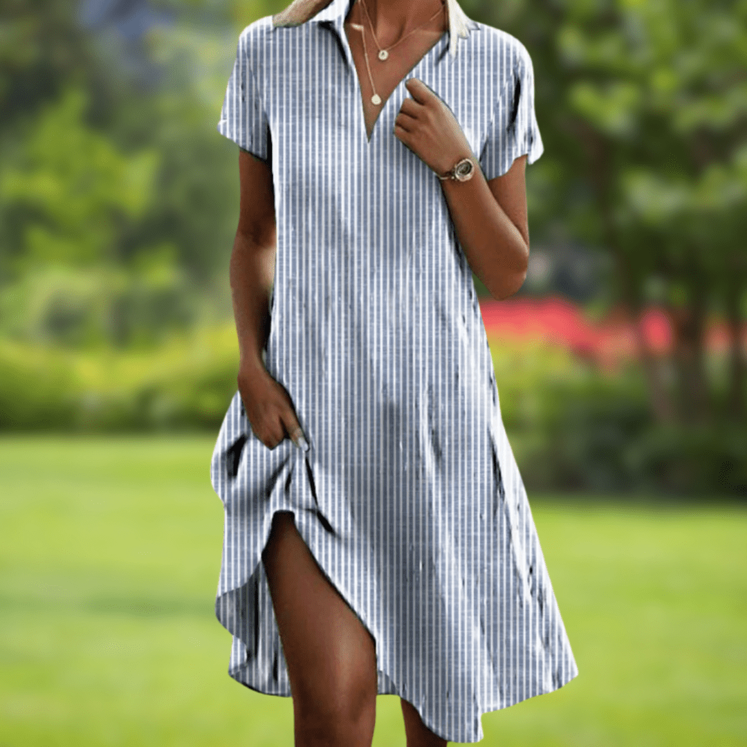 Fiona – Floral Print Collared Midi Dress