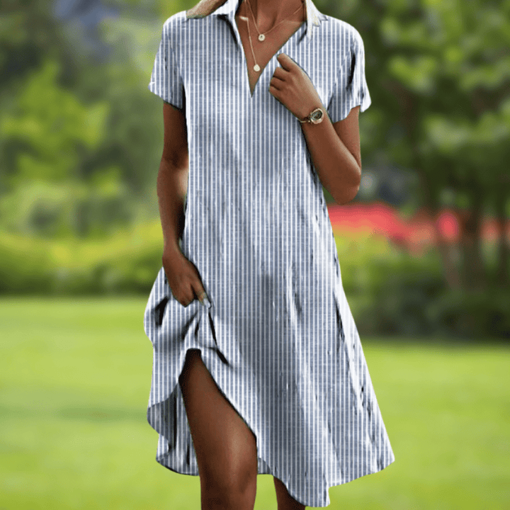Fiona – Floral Print Collared Midi Dress