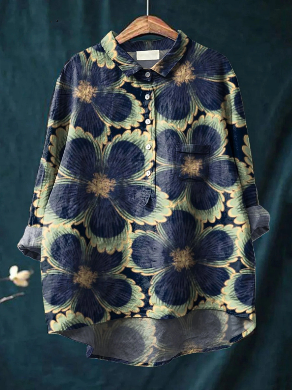 Avielle | Women's Vintage Floral Art Print Casual  Shirt