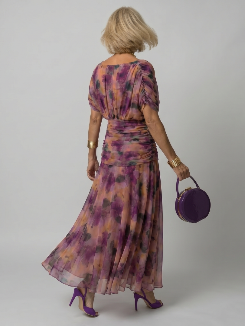 Vivienne – Draped Floral Midi Dress