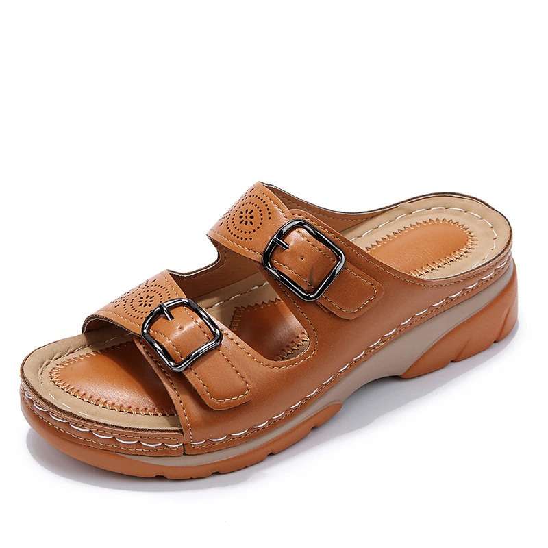 Alicia – Double Buckle Orthopedic Slide Sandals