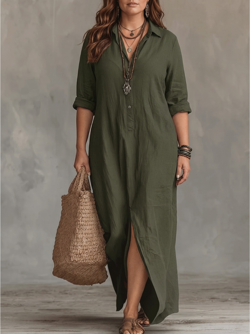 Willow – Relaxed Button-Down Maxi Shirt Dress