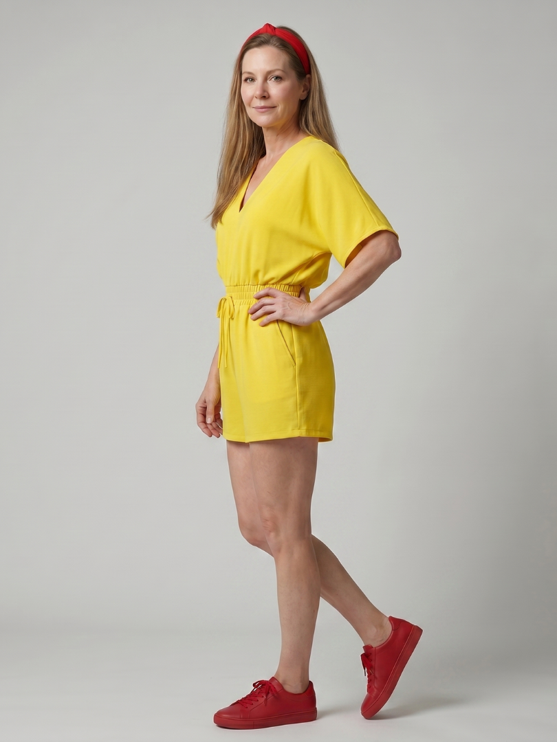 Cliona | V Neck Cold Shoulder Short Sleeve Romper