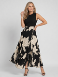 Klasen | Sleeveless Floral Print High Low Hem Midi Dress