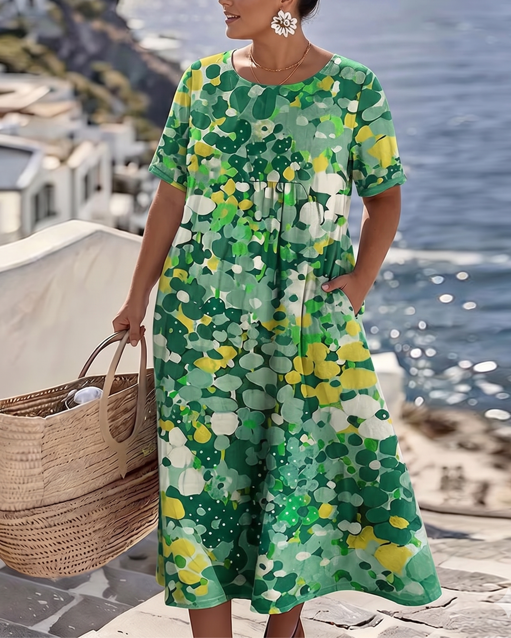 Elena – Floral Abstract Midi Dress