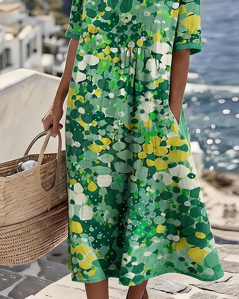 Elena – Floral Abstract Midi Dress
