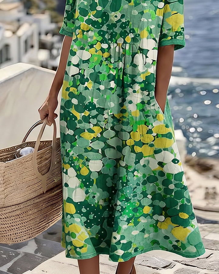 Elena – Floral Abstract Midi Dress