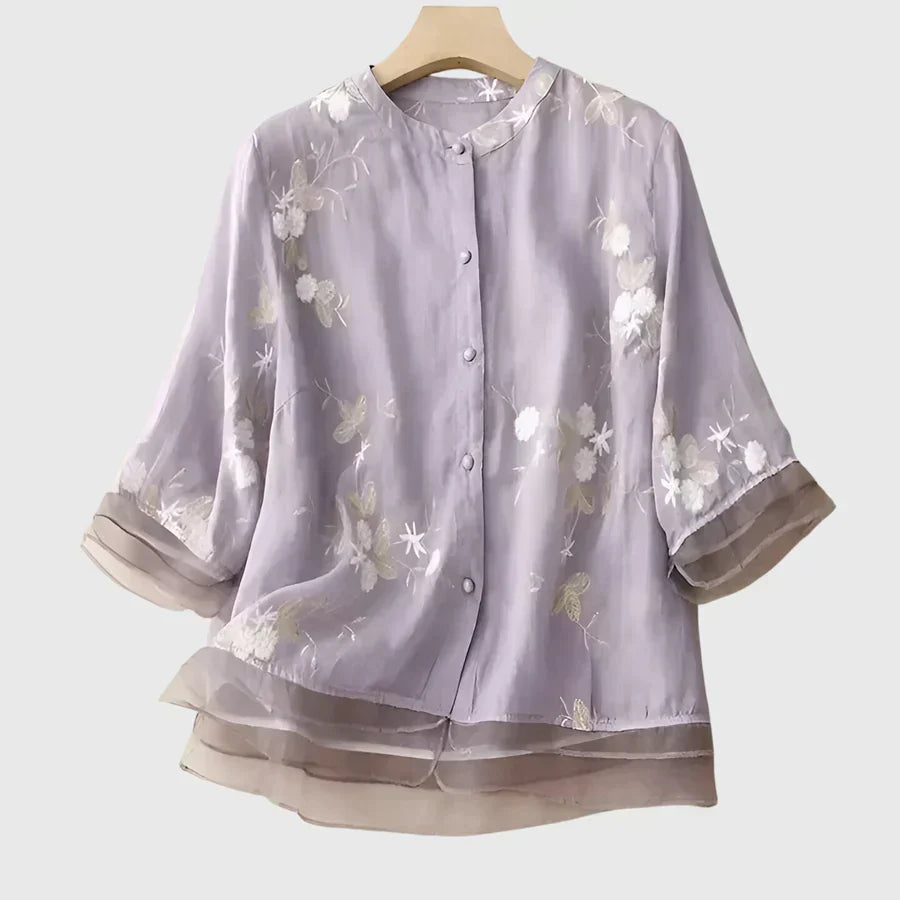 Nellie™ | Elegant Top with Embroidered Flowers