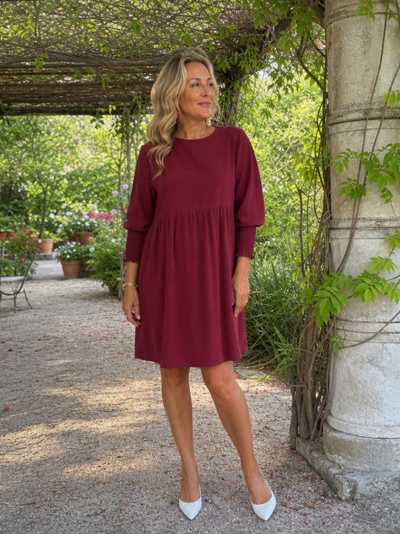 Corinne | Long Sleeve Smocked Cuffs Mini Dress