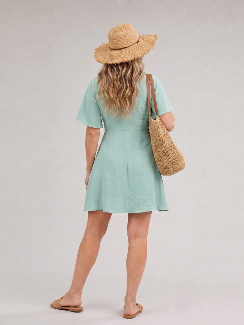 Silum | Short Flutter Sleeve Flared Skirt Mini Dress