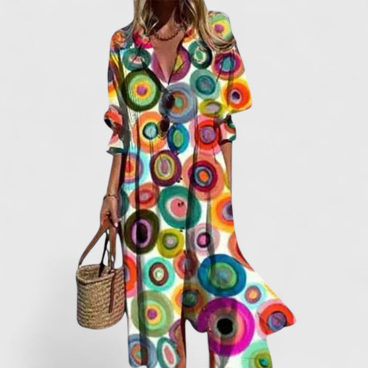 Paula – Floral Maxi Shirt Dress