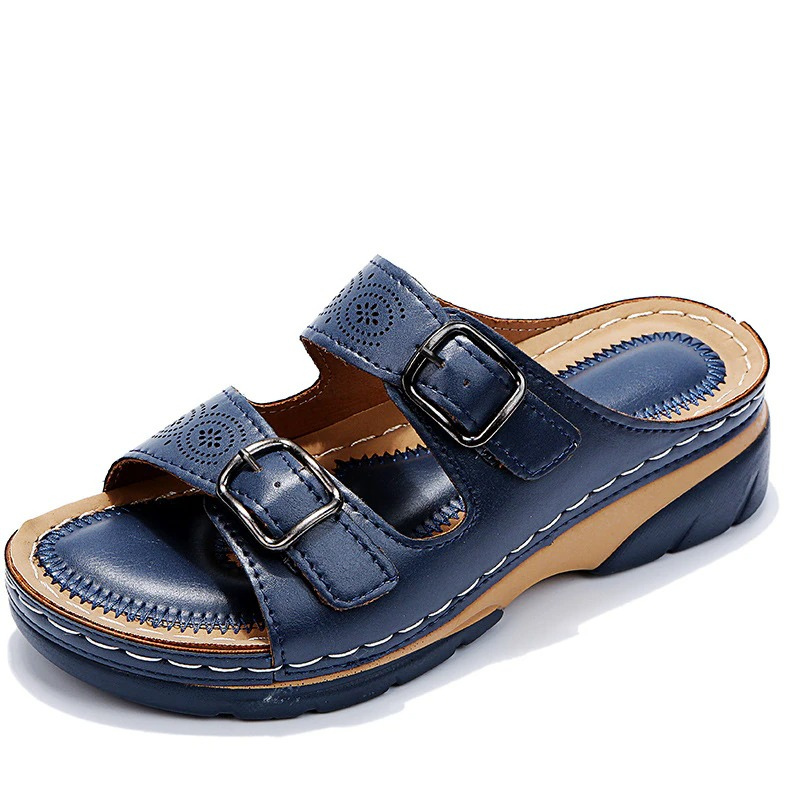 Alicia – Double Buckle Orthopedic Slide Sandals