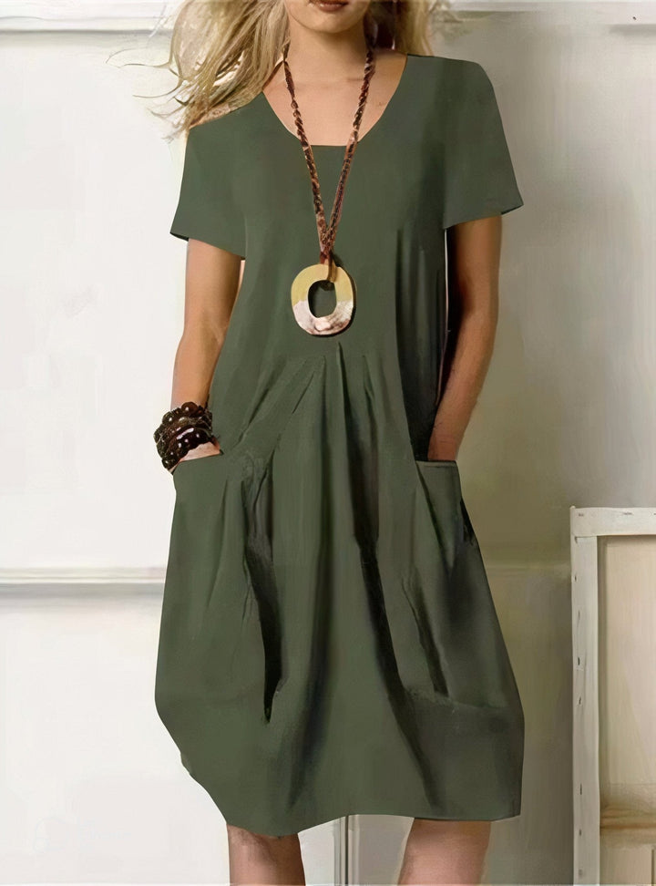 Naomi – Relaxed Casual Midi Dress with Pockets