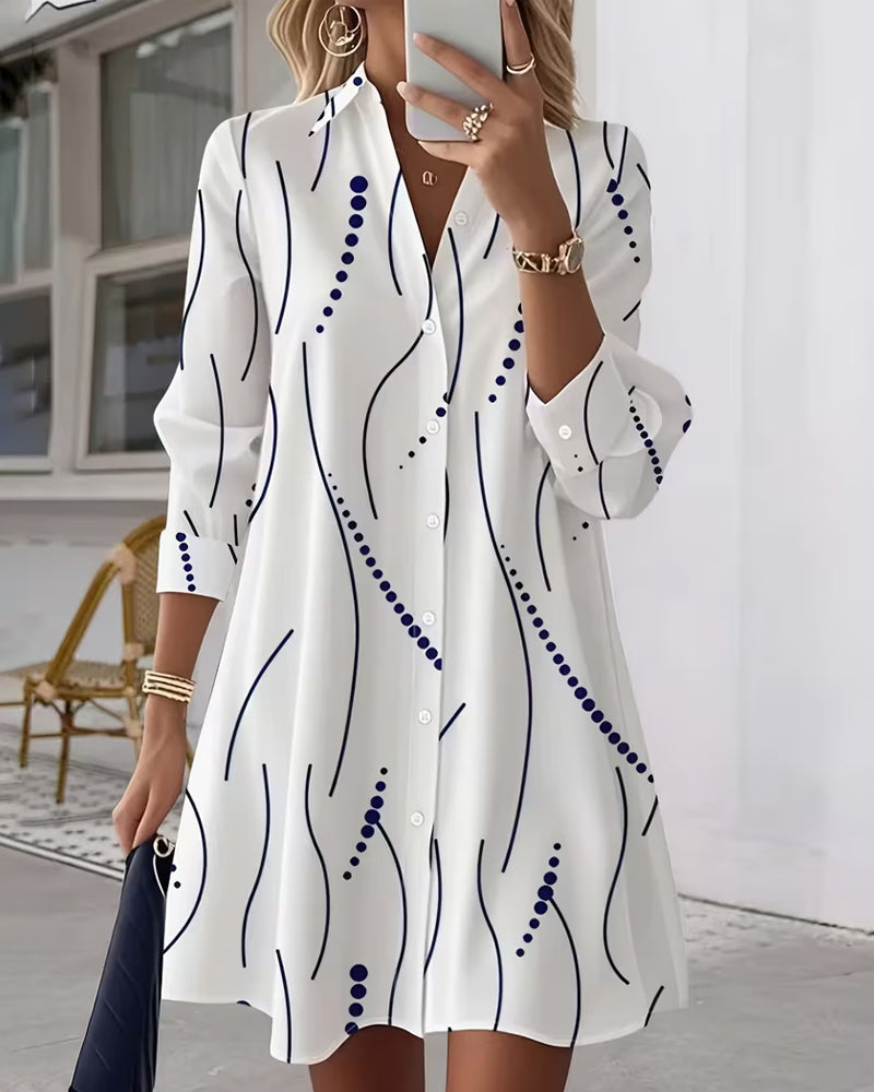 Serena – Printed Button-Down Shirt Dress