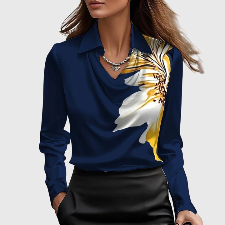 Sophia – Satin Cowl Neck Long Sleeve Blouse