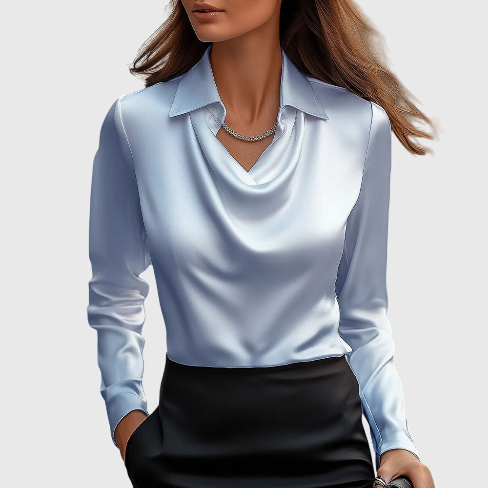 Sophia – Satin Cowl Neck Long Sleeve Blouse