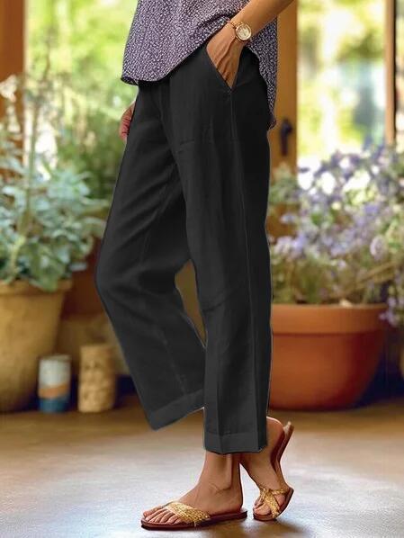 Helena – Relaxed Cropped Linen Trousers