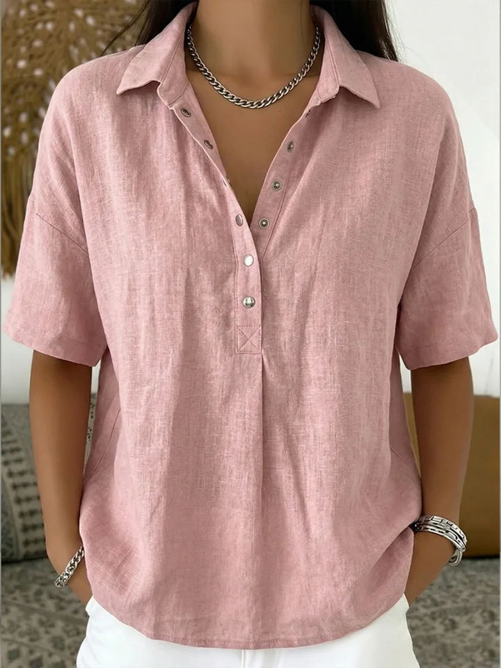 Willow – Collared Button Placket Linen Blouse